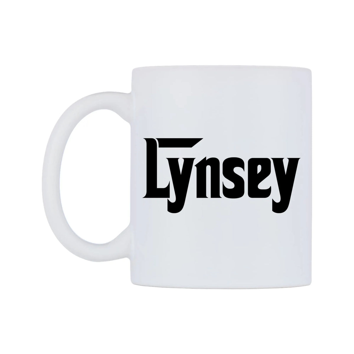 Lynsey - Godfather Themed Mug — mug, right side, on a white background
