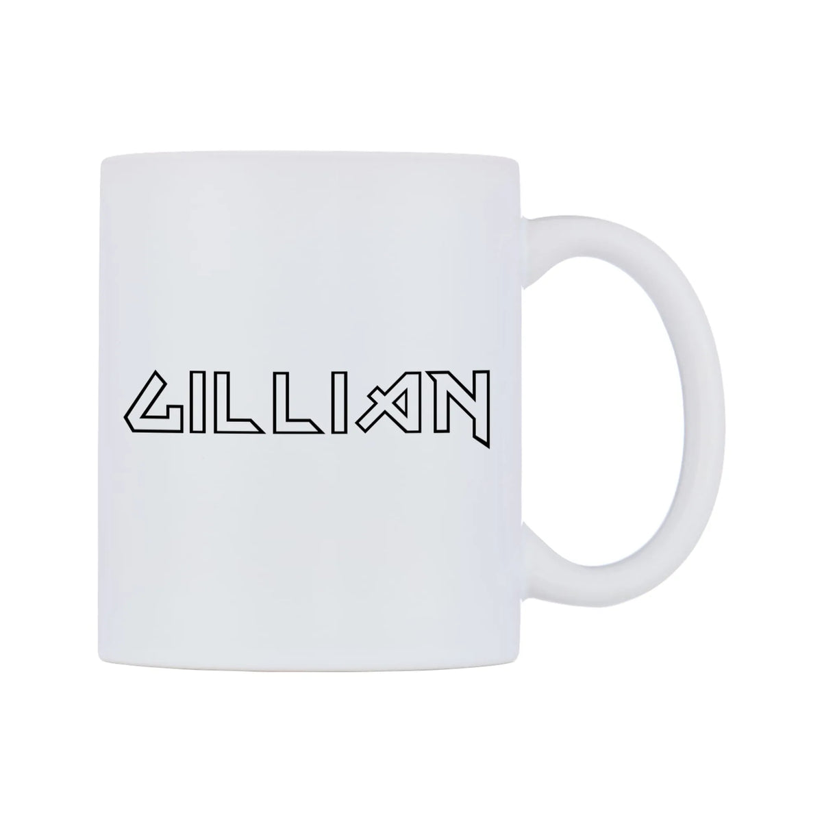 Gillian - Iron Maiden Themed Mug — white 11oz gloss mug, left side, on a white background