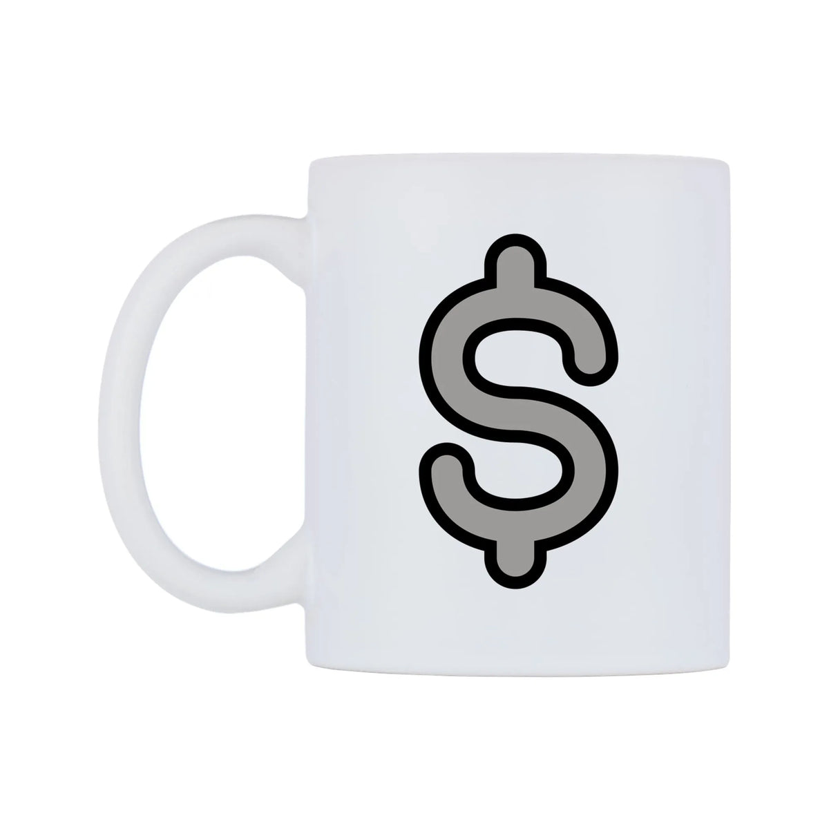 Heavy Dollar Sign Emoji Mug — mug, right side, on a white background