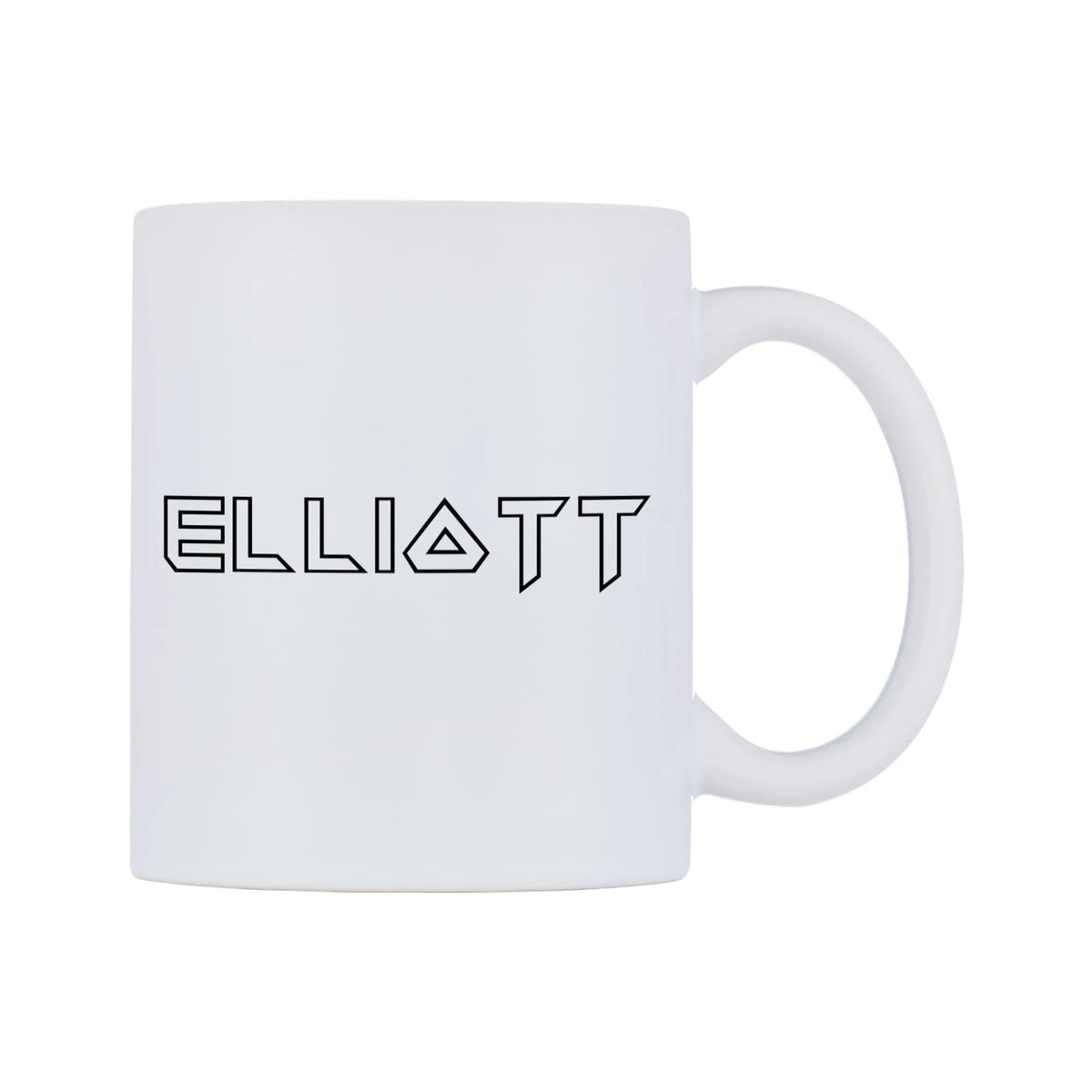 Elliott - Iron Maiden Themed Mug — white 11oz gloss mug, left side, on a white background