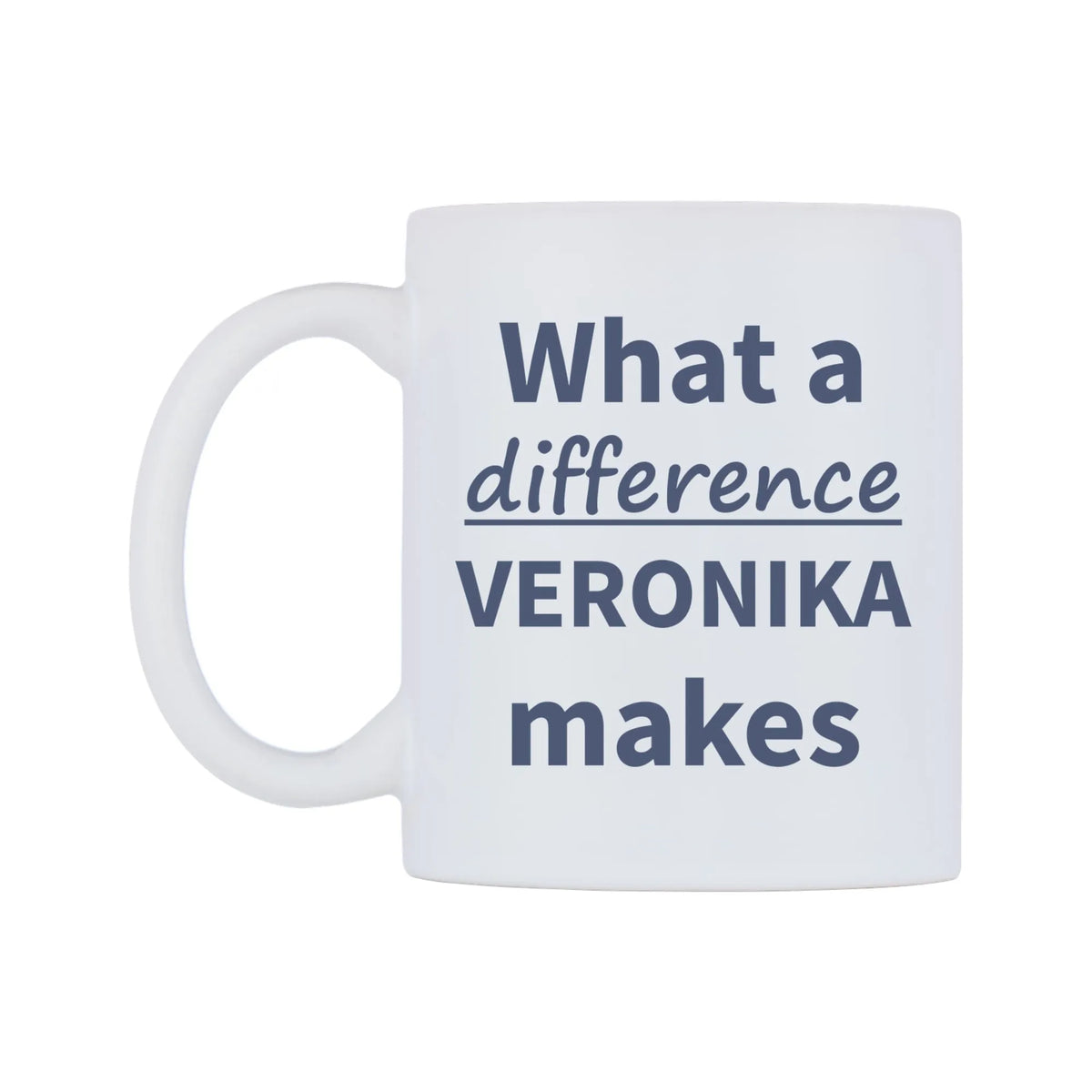 What a difference VERONIKA makes Mug — mug, right side, on a white background