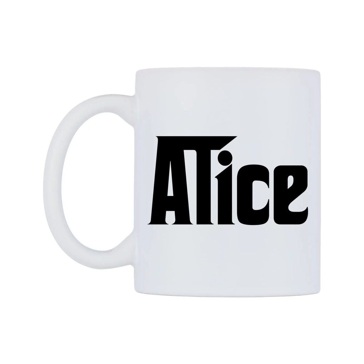 Alice - Godfather Themed Mug — white 11oz gloss mug, right side, on a white background