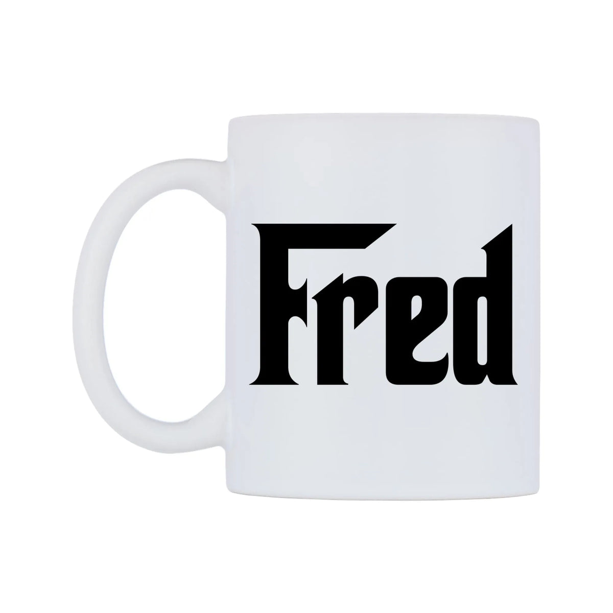 Fred - Godfather Themed Mug — white 11oz gloss mug, right side, on a white background