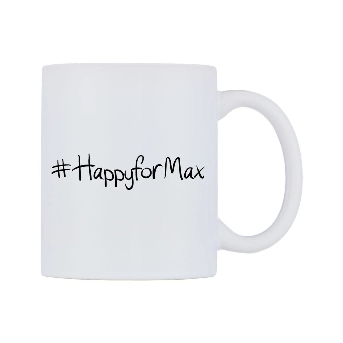 HappyforMax Mug — mug, left side, on a white background