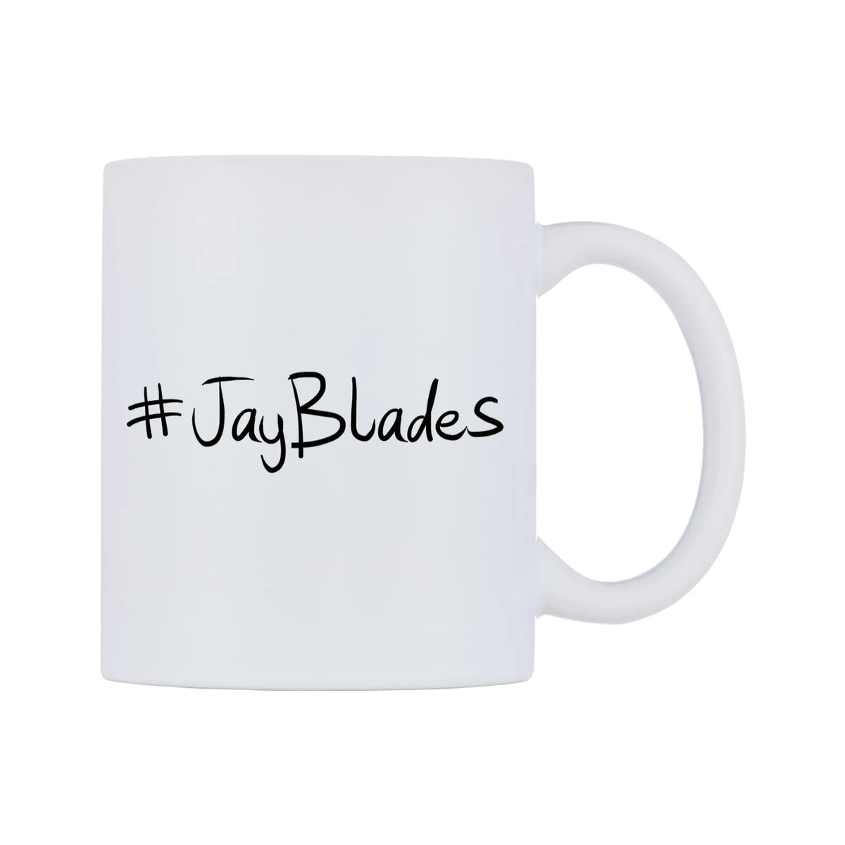 JayBlades Mug — mug, left side, on a white background