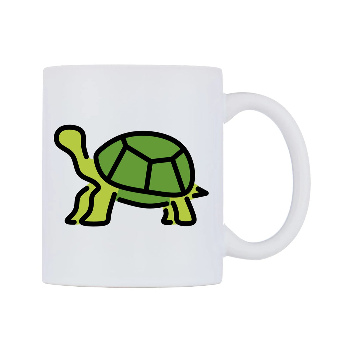 Turtle Emoji Mug — mug, left side, on a white background