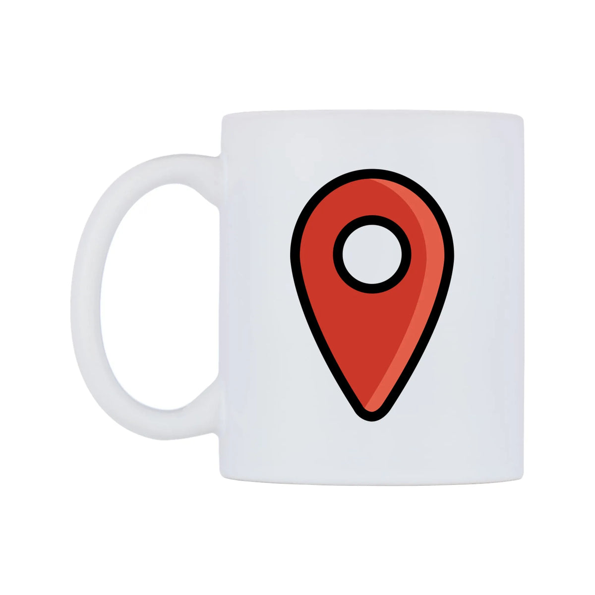 Location Indicator Red Emoji Mug — mug, right side, on a white background