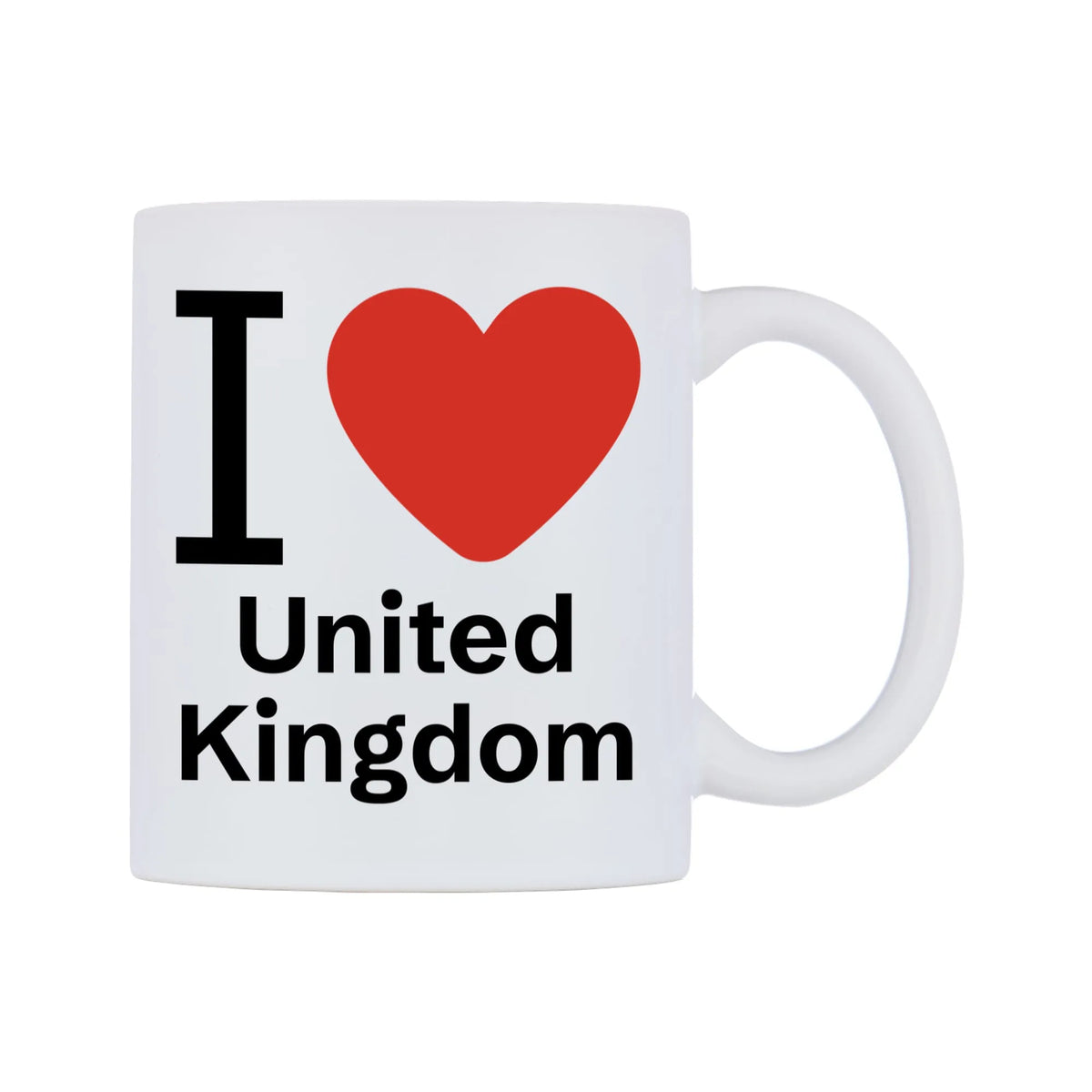 I Love United Kingdom Mug — mug, left side, on a white background