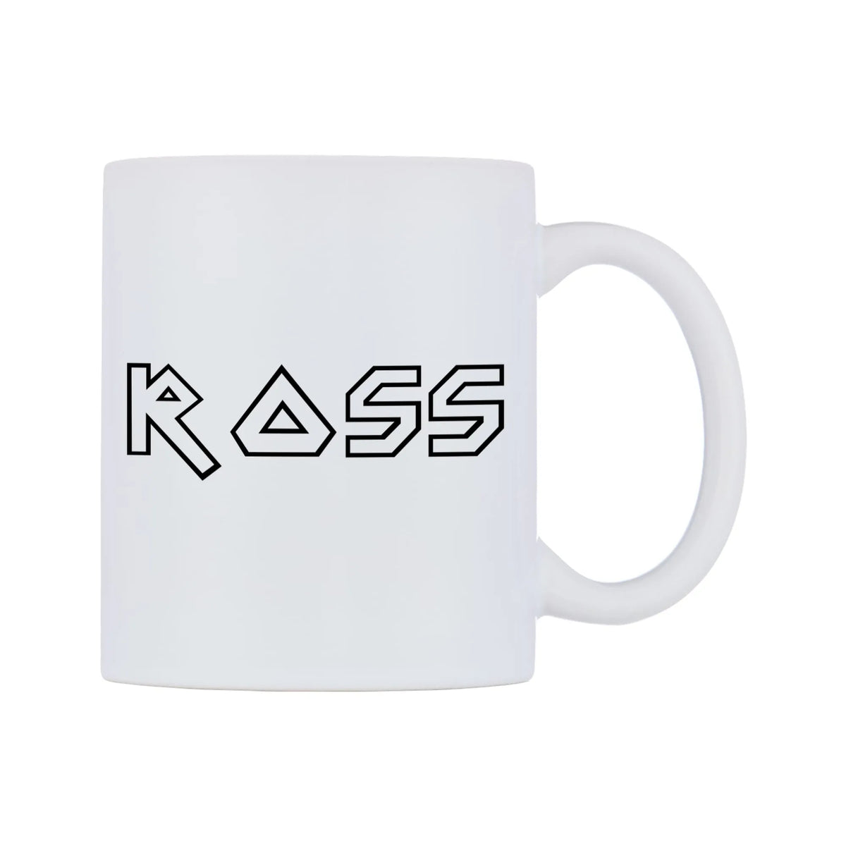 Ross - Iron Maiden Themed Mug — white 11oz gloss mug, left side, on a white background