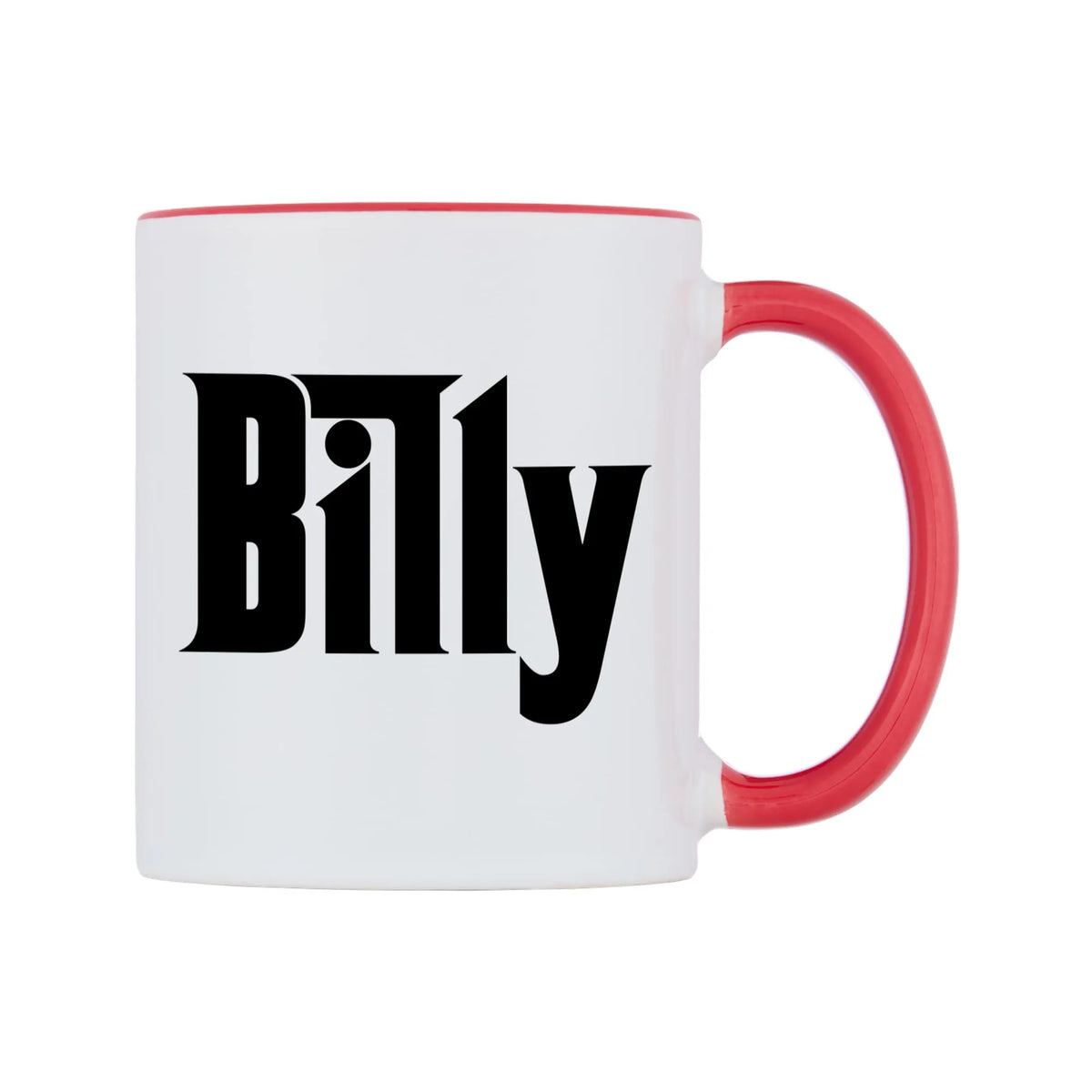 Billy - Godfather Themed Mug — white 11oz gloss mug with a red inside and handle, left side, on a white background