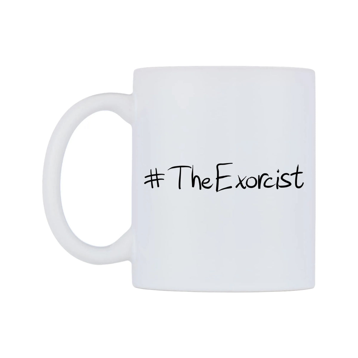 TheExorcist Mug — white 11oz gloss mug, right side, on a white background