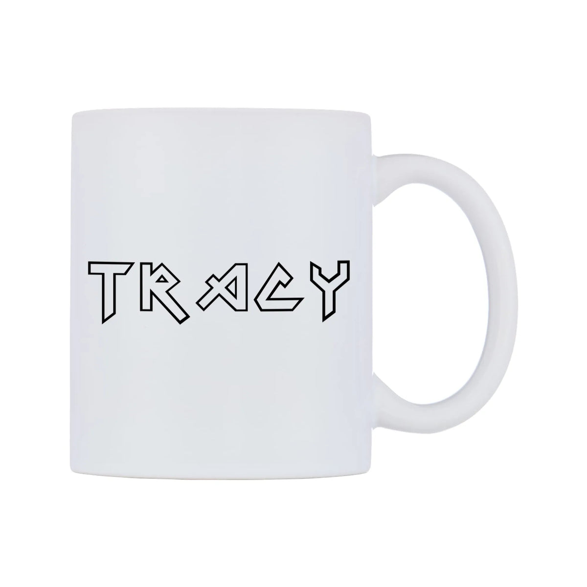 Tracy - Iron Maiden Themed Mug — white 11oz gloss mug, left side, on a white background