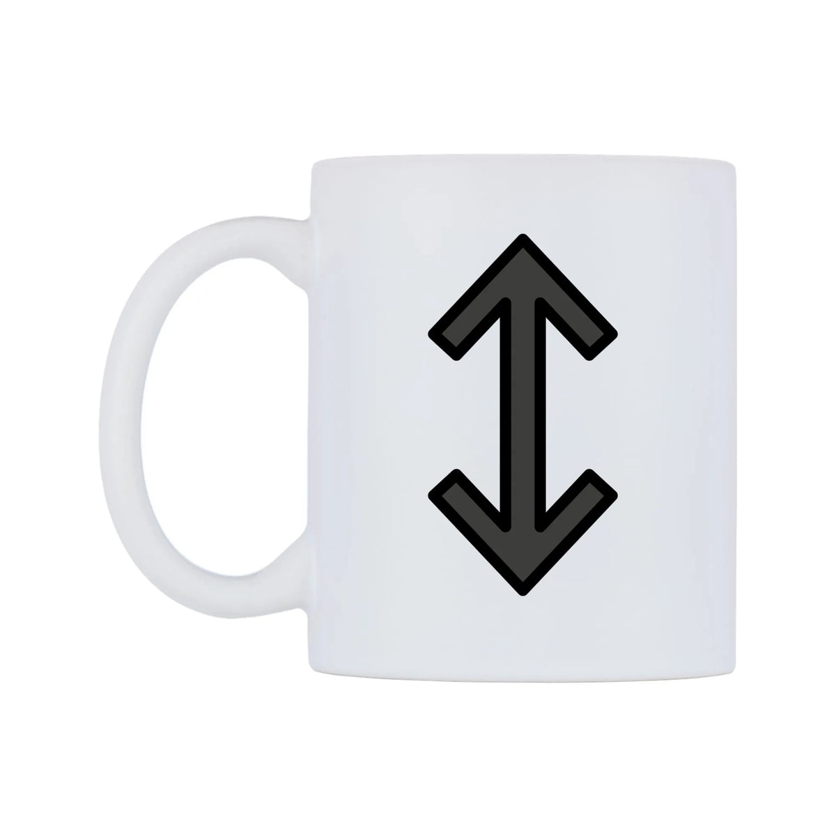 Up-Down Arrow Emoji Mug — mug, right side, on a white background