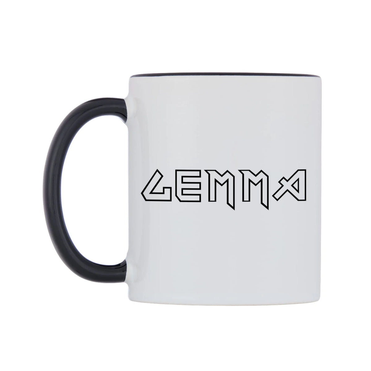 Gemma - Iron Maiden Themed Mug — white 11oz gloss mug with a black inside and handle, right side, on a white background