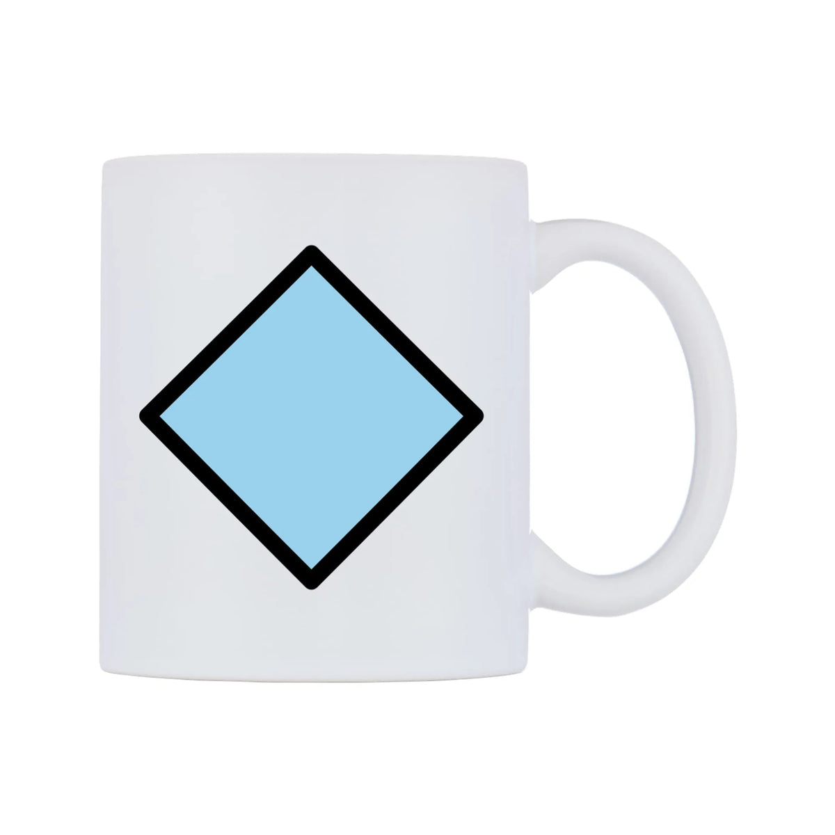 Small Blue Diamond Emoji Mug — mug, left side, on a white background