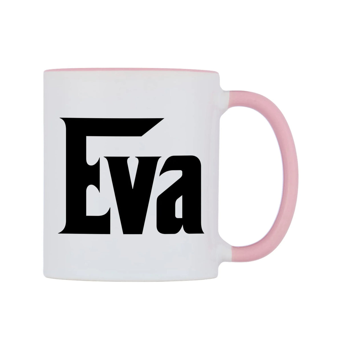 Eva - Godfather Themed Mug — white 11oz gloss mug with a pink inside and handle, left side, on a white background