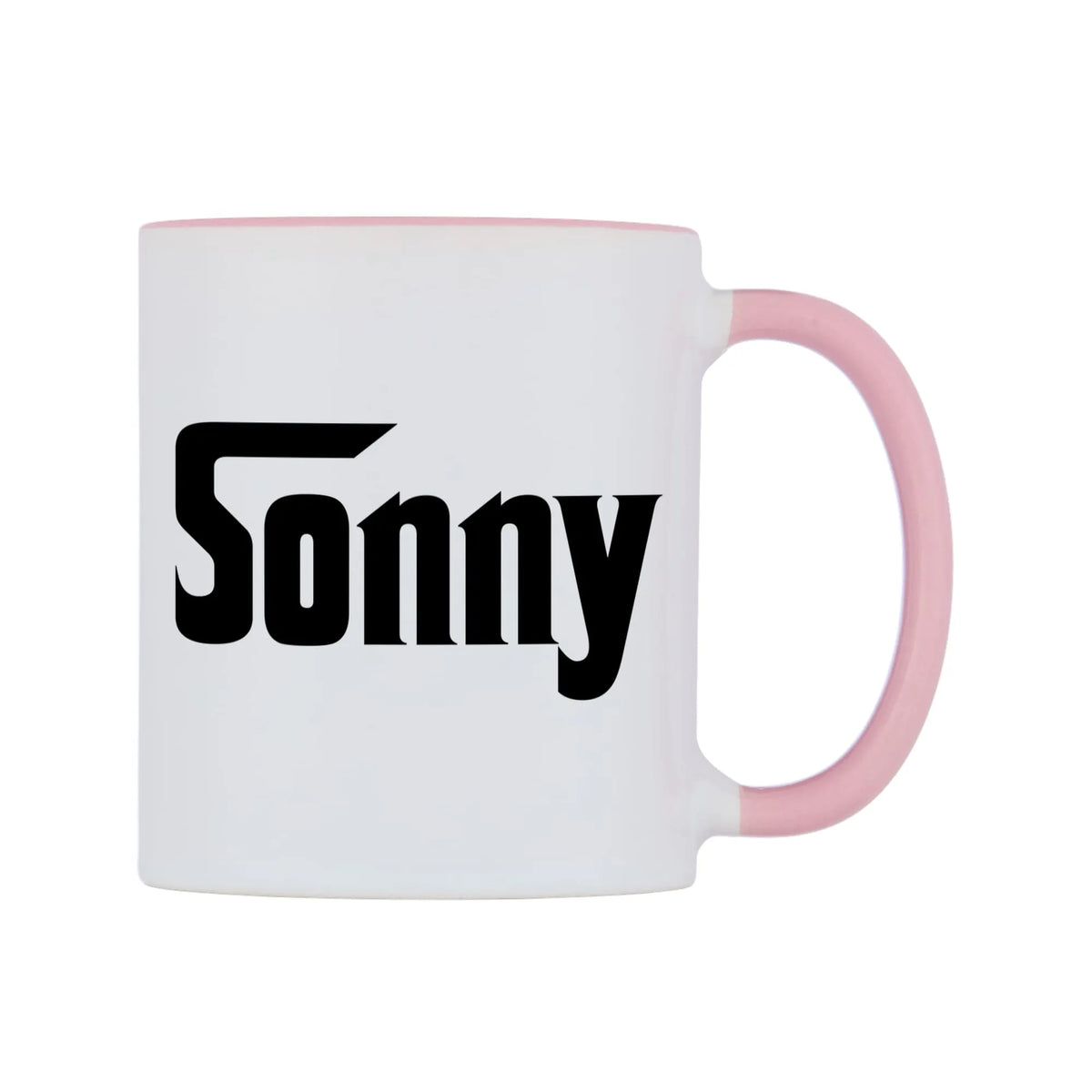 Sonny - Godfather Themed Mug — white 11oz gloss mug with a pink inside and handle, left side, on a white background
