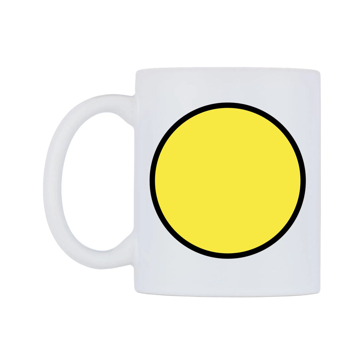 Yellow Circle Emoji Mug — mug, right side, on a white background