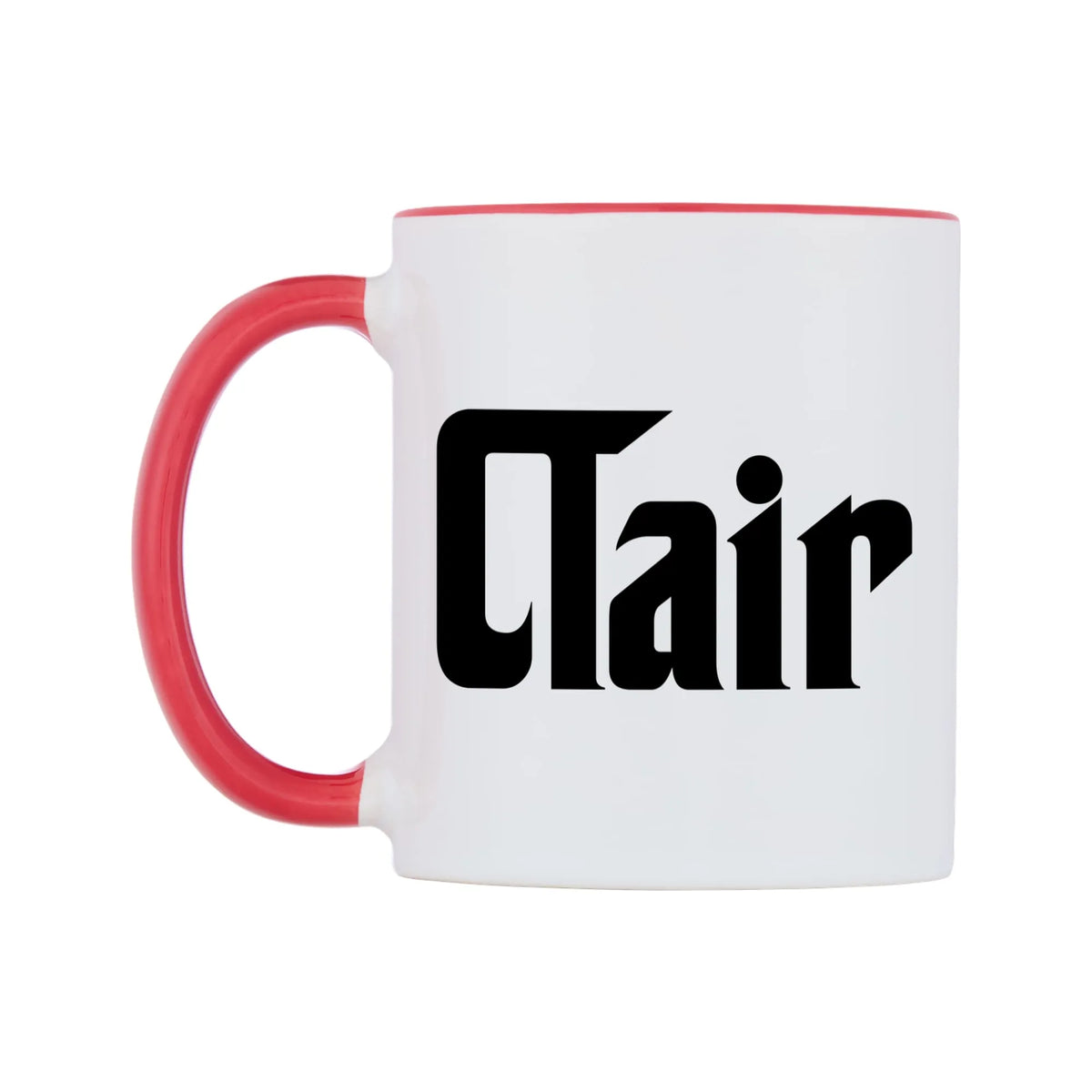 Clair - Godfather Themed Mug — white 11oz gloss mug with a red inside and handle, right side, on a white background