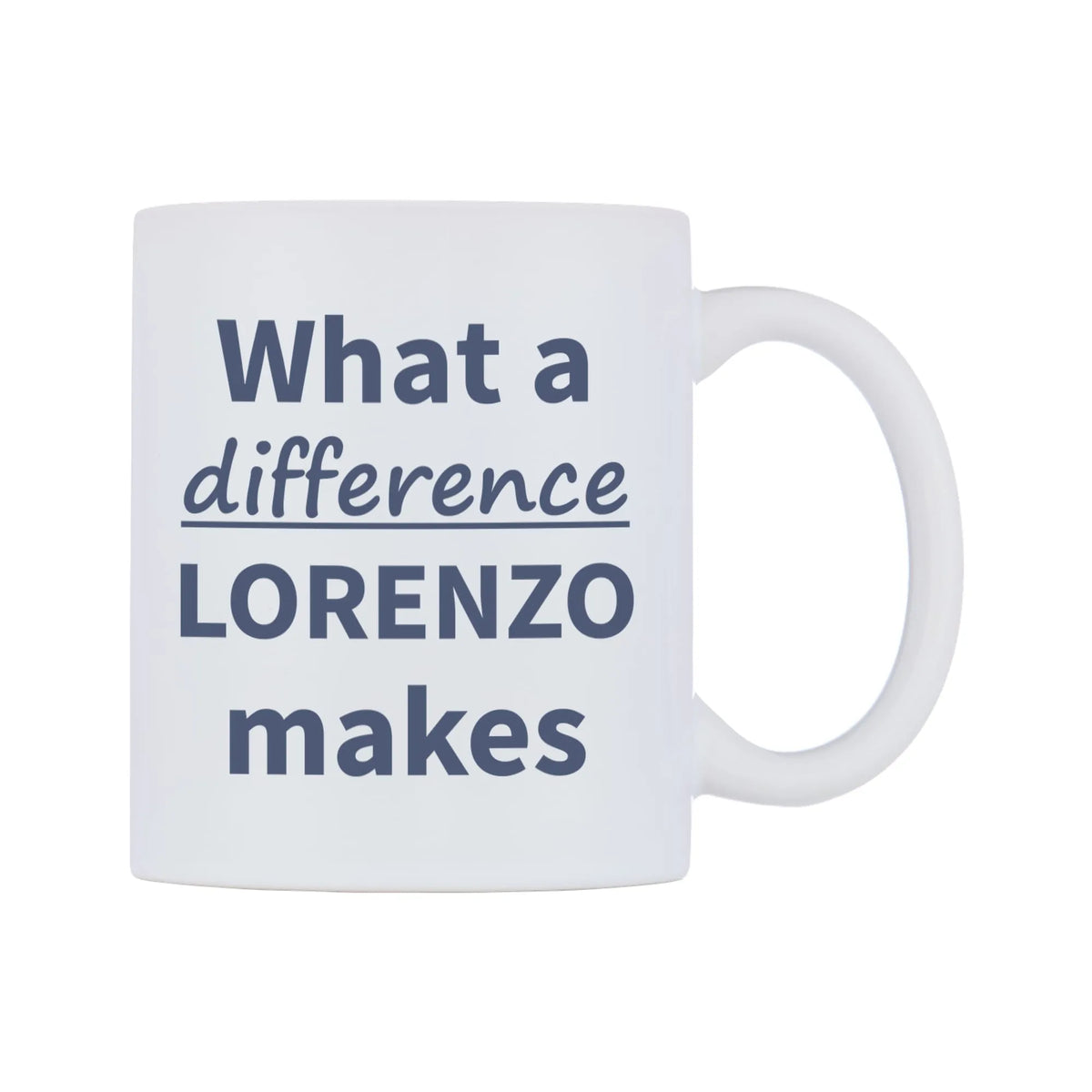 What a difference LORENZO makes Mug — mug, left side, on a white background