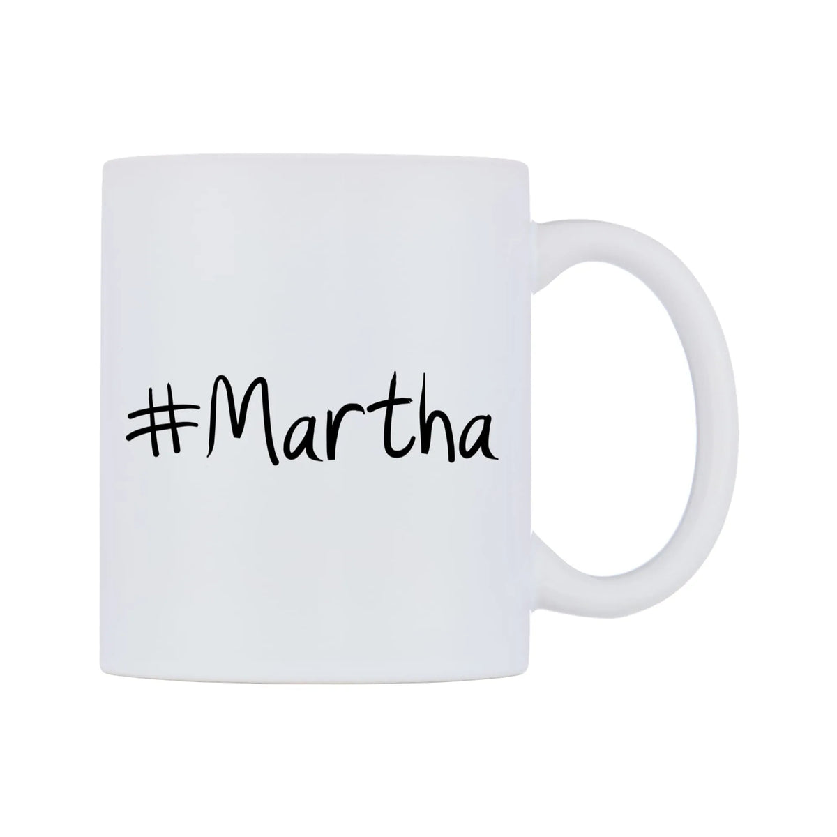 Martha Mug — white 11oz gloss mug, left side, on a white background