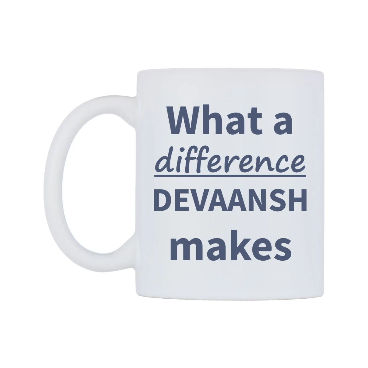 What a difference DEVAANSH makes Mug — mug, right side, on a white background