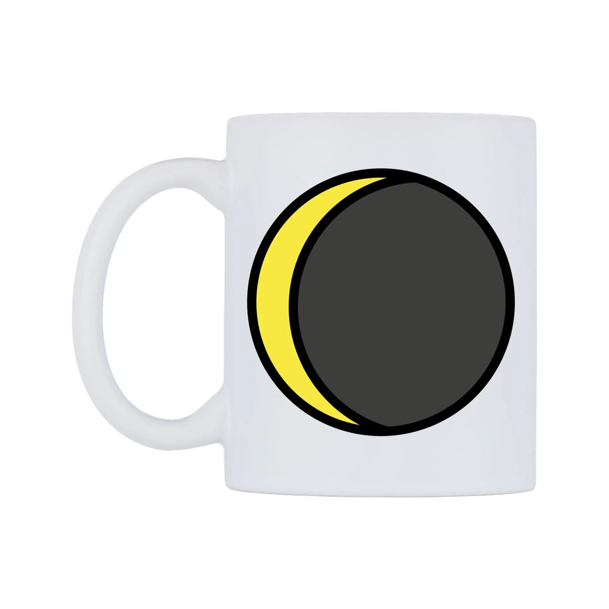 Waning Crescent Moon Emoji Mug — mug, right side, on a white background