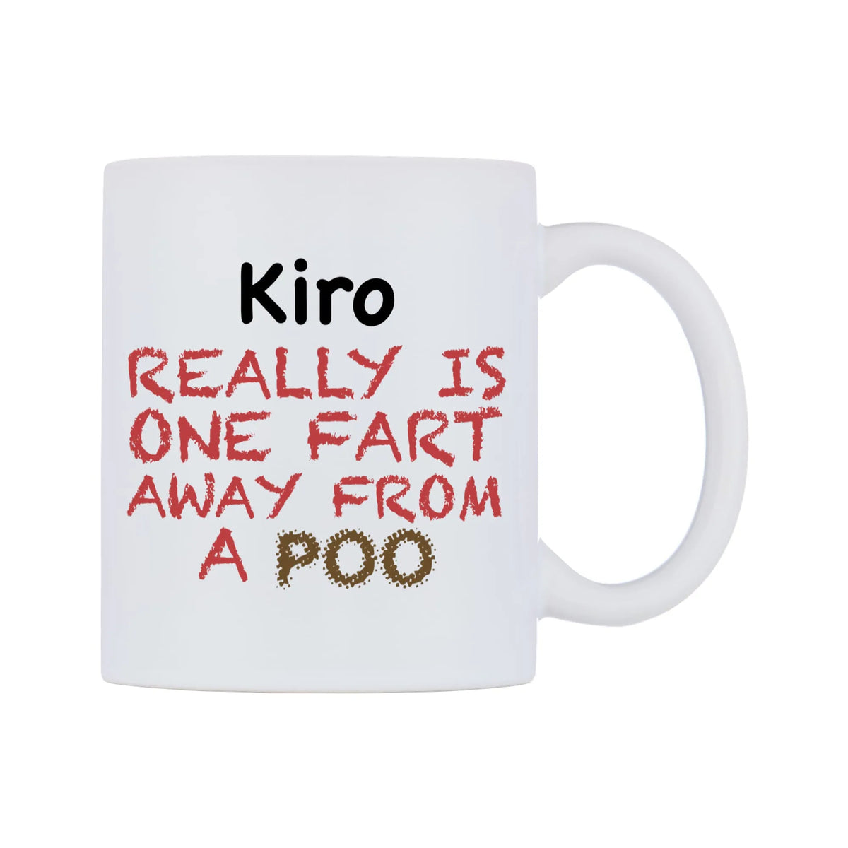 Kiro Really is ONE Fart Away from A Poo Mug — mug, left side, on a white background