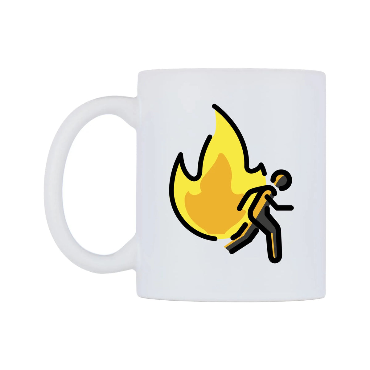 Evacuate Fire Emoji Mug — mug, right side, on a white background