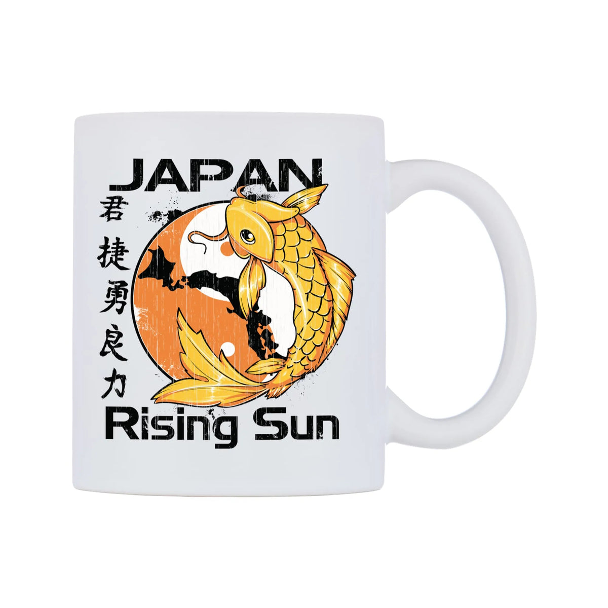Rising Sun Mug — white 11oz gloss mug, left side, on a white background
