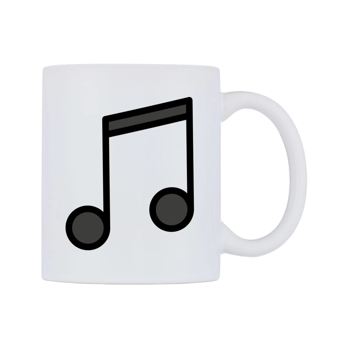 Musical Note Emoji Mug — mug, left side, on a white background