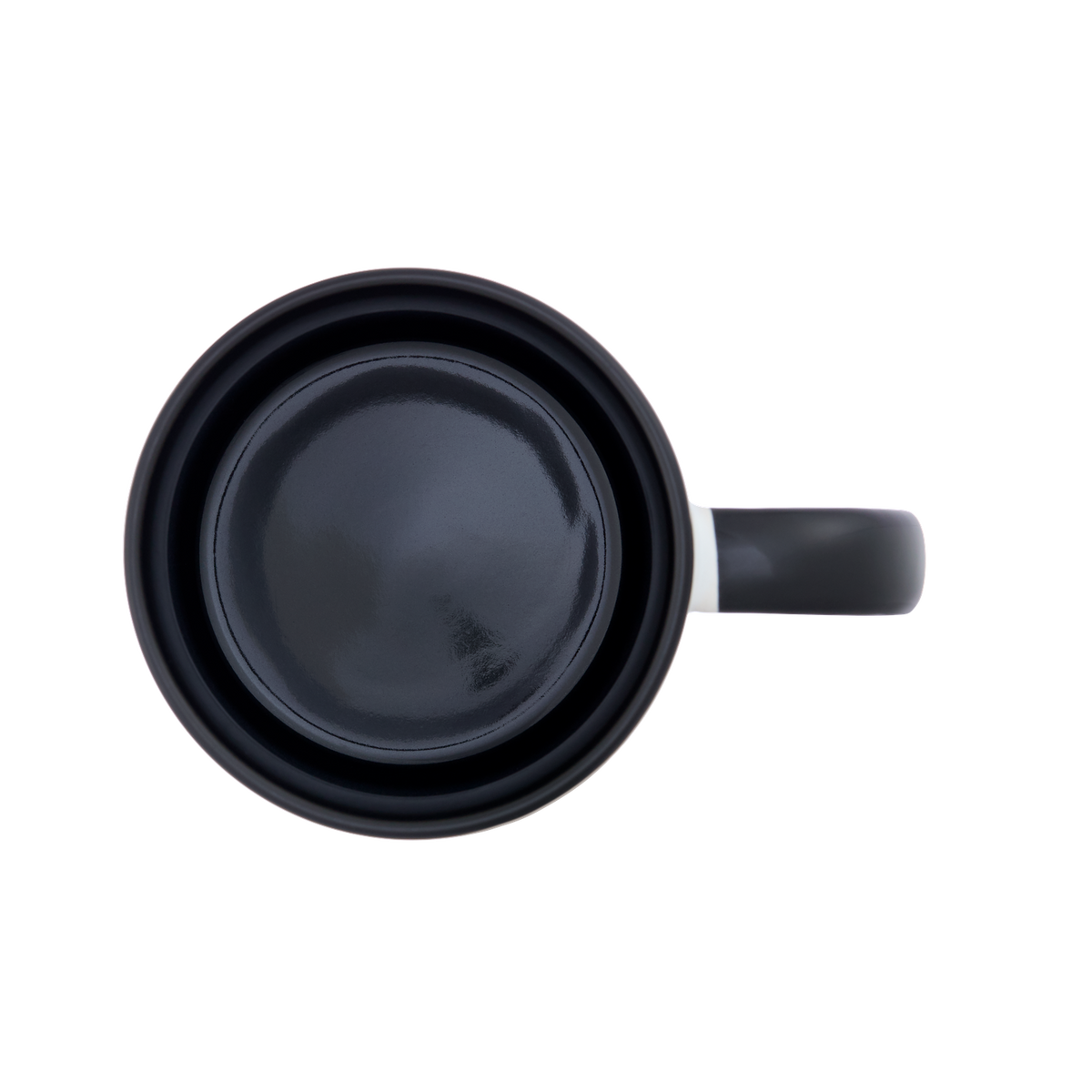 The plain white 11oz gloss mug with a black inside and handle, without the design