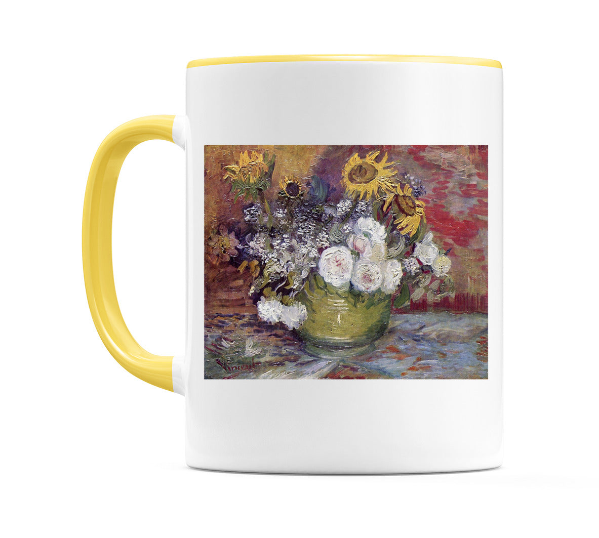 Bowl With Sunflowers Roses And Other Flowers (1886) Mug