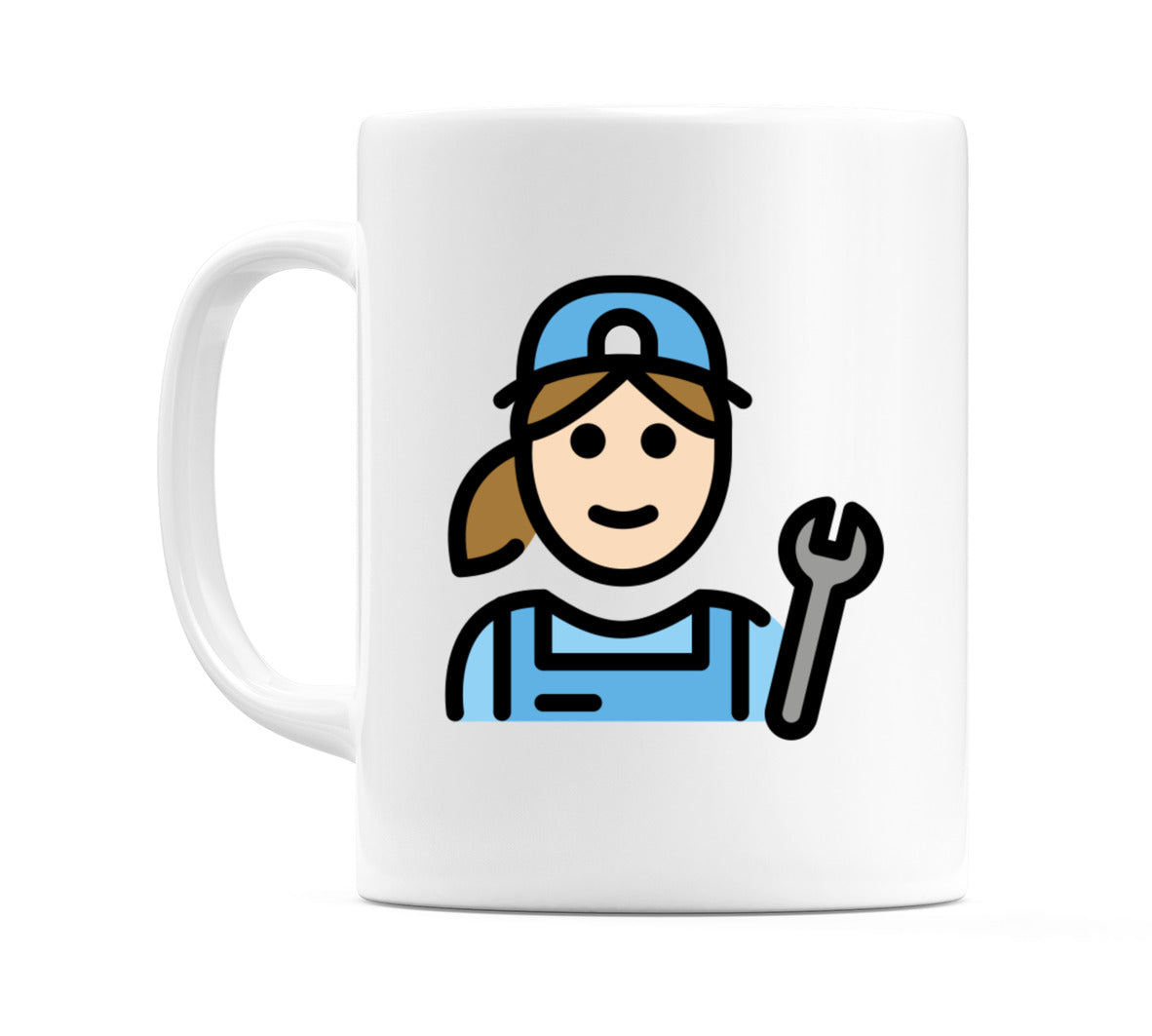 Female Mechanic: Light Skin Tone Emoji Mug
