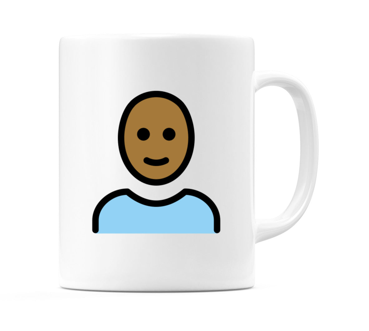 Male: Medium-Dark Skin Tone, Bald Emoji Mug