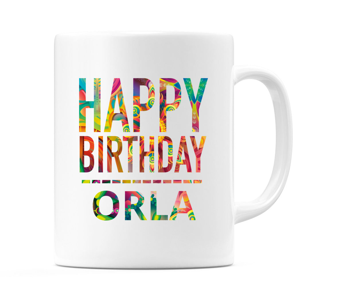 Happy Birthday Orla (Tie Dye Effect) Mug Cup by WeDoMugs
