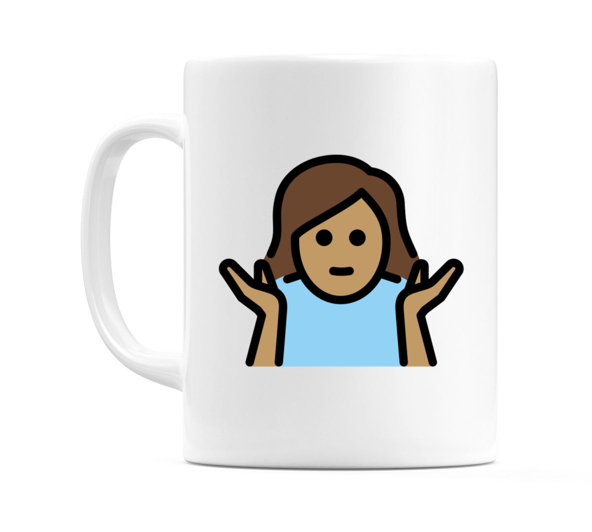 Female Shrugging: Medium Skin Tone Emoji Mug