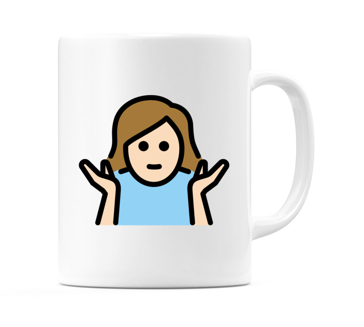 Female Shrugging: Light Skin Tone Emoji Mug