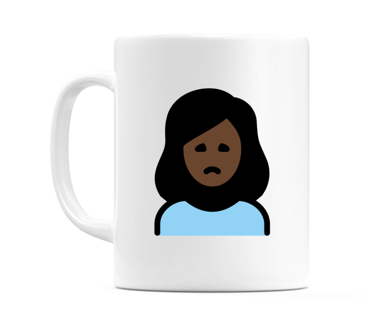 Female Frowning: Dark Skin Tone Emoji Mug