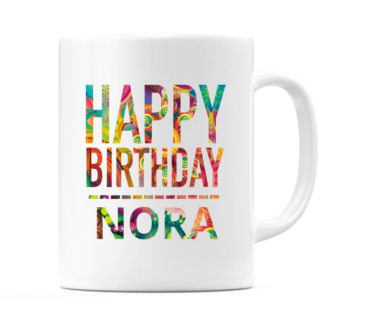 Happy Birthday Nora (Tie Dye Effect) Mug Cup by WeDoMugs