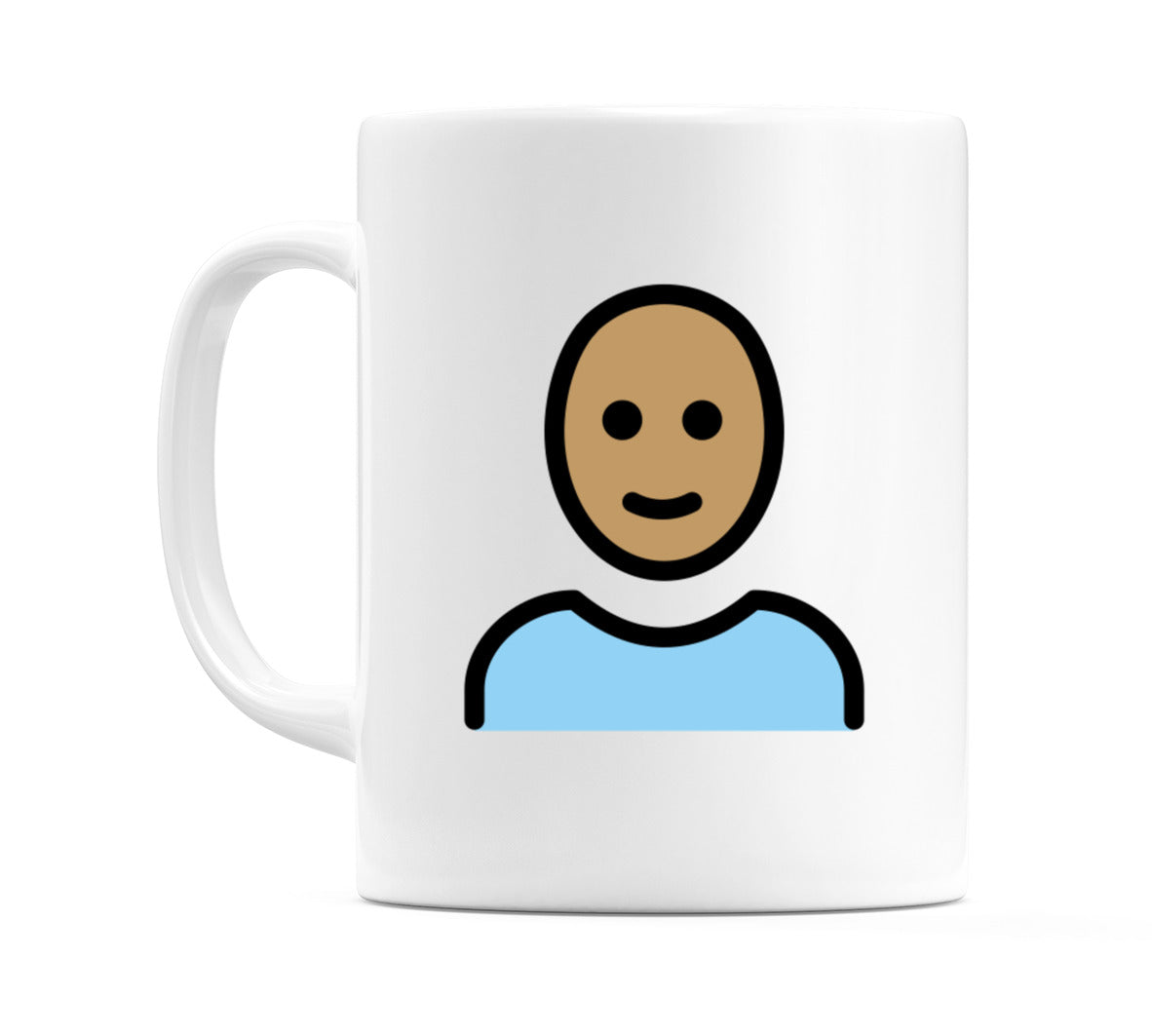 Female: Medium Skin Tone, Bald Emoji Mug