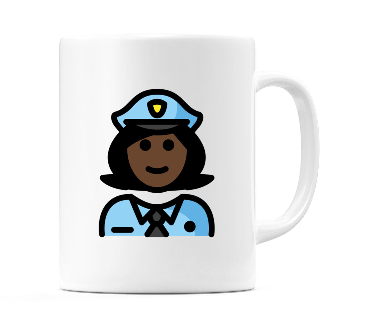 Female Police Officer: Dark Skin Tone Emoji Mug