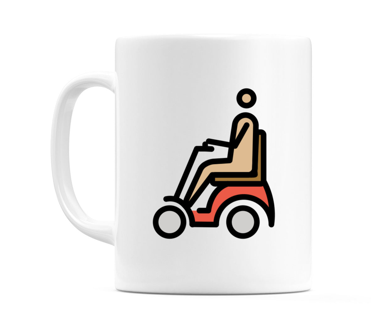 Male In Motorized Wheelchair: Medium-Light Skin Tone Emoji Mug