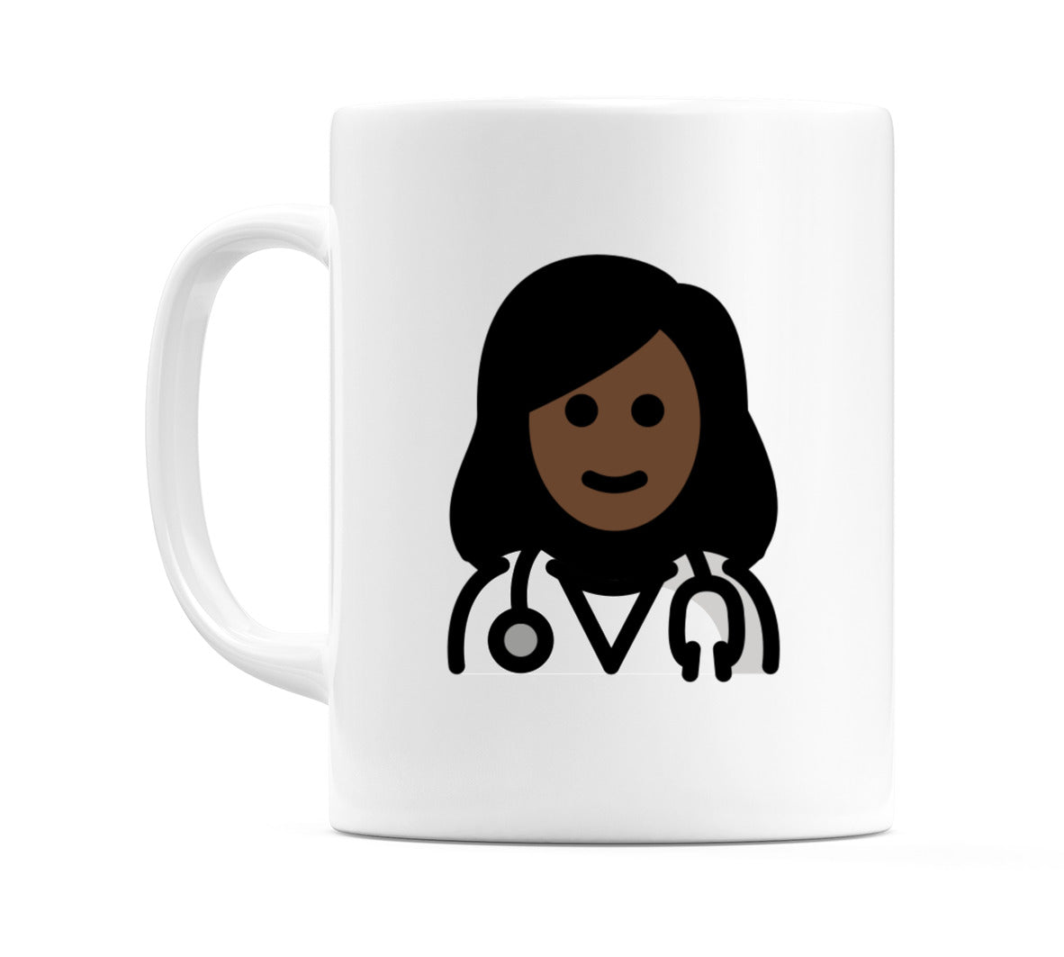 Female Health Worker: Dark Skin Tone Emoji Mug
