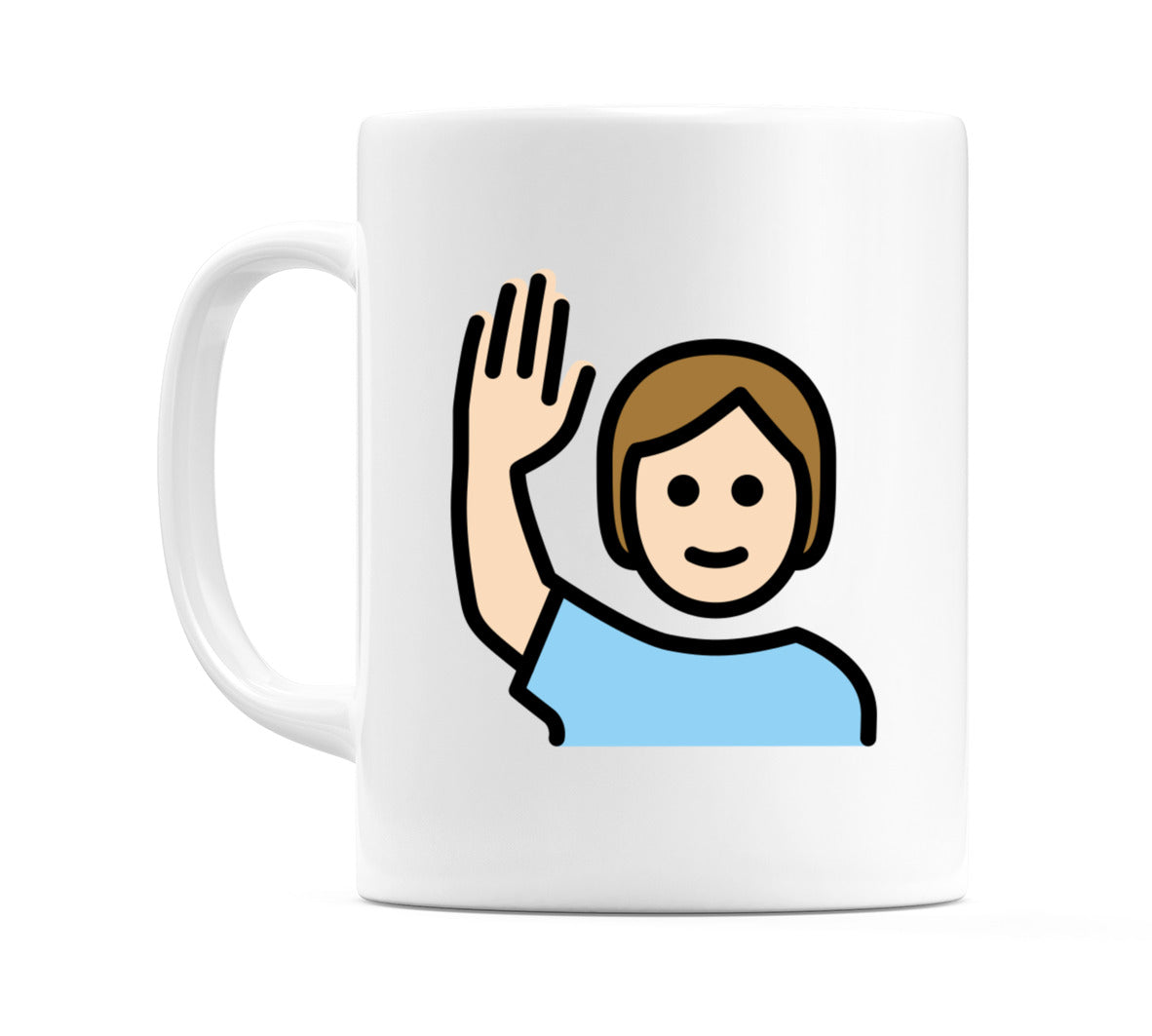 Person Raising Hand: Light Skin Tone Emoji Mug