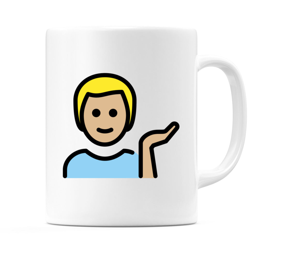 Male Tipping Hand: Medium-Light Skin Tone Emoji Mug