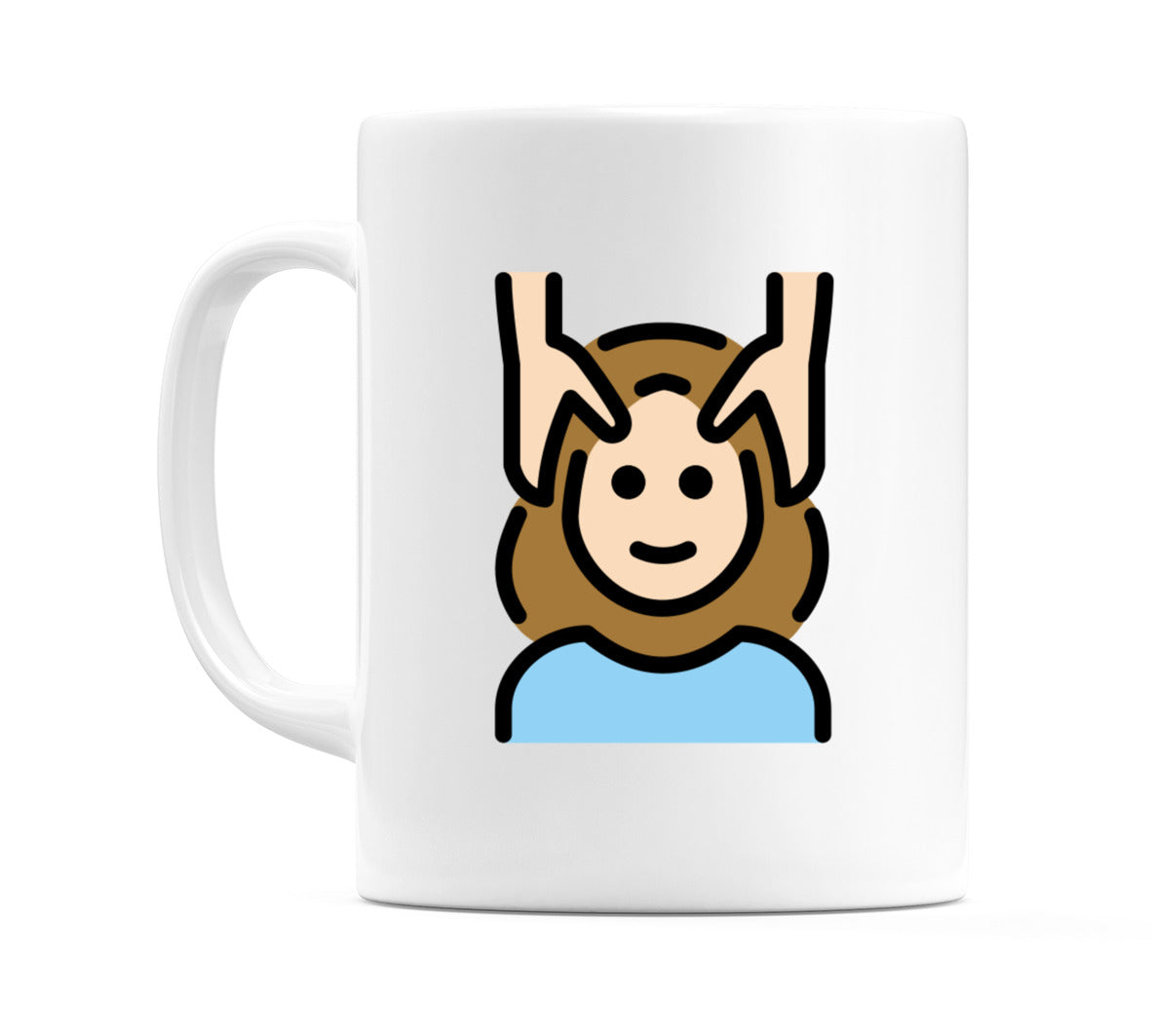 Female Getting Massage: Light Skin Tone Emoji Mug