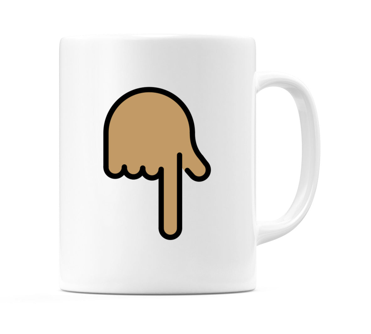 Backhand Index Pointing Down: Medium Skin Tone Emoji Mug