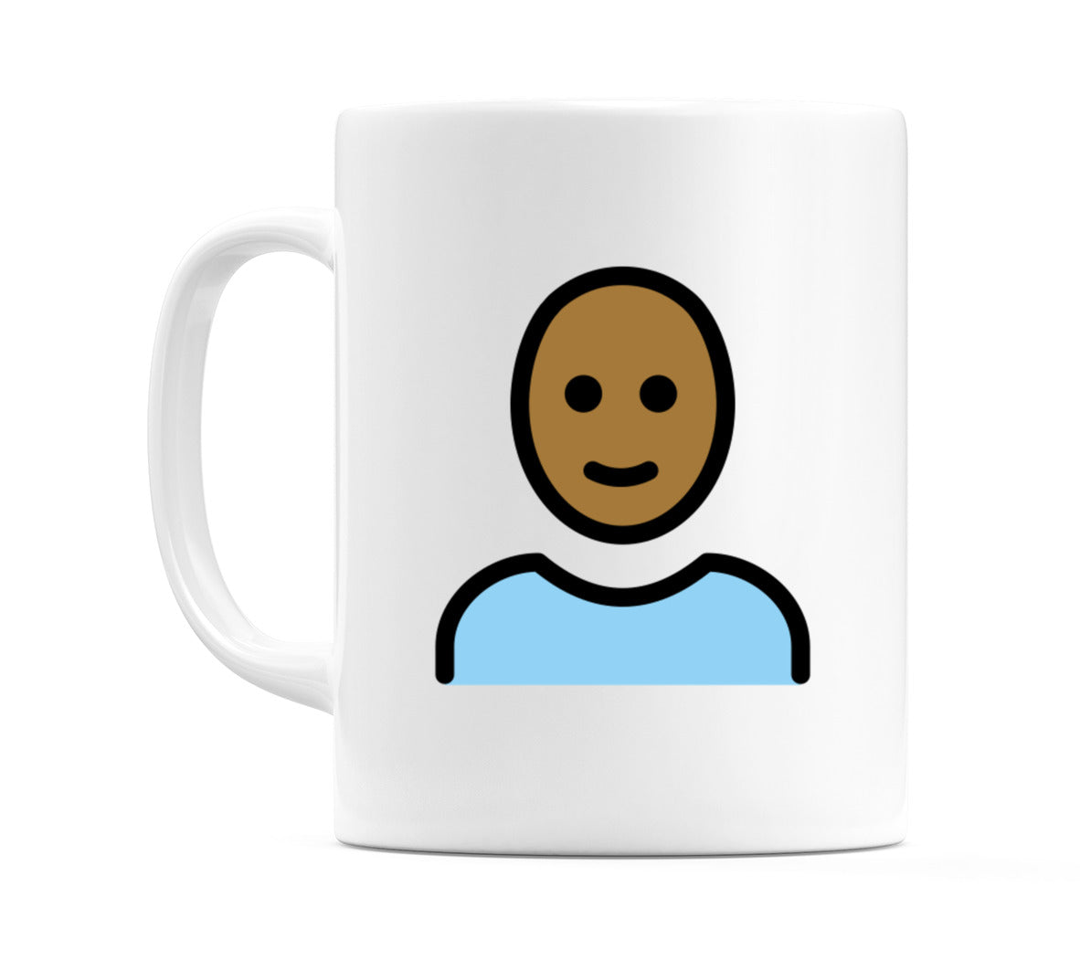 Female: Medium-Dark Skin Tone, Bald Emoji Mug