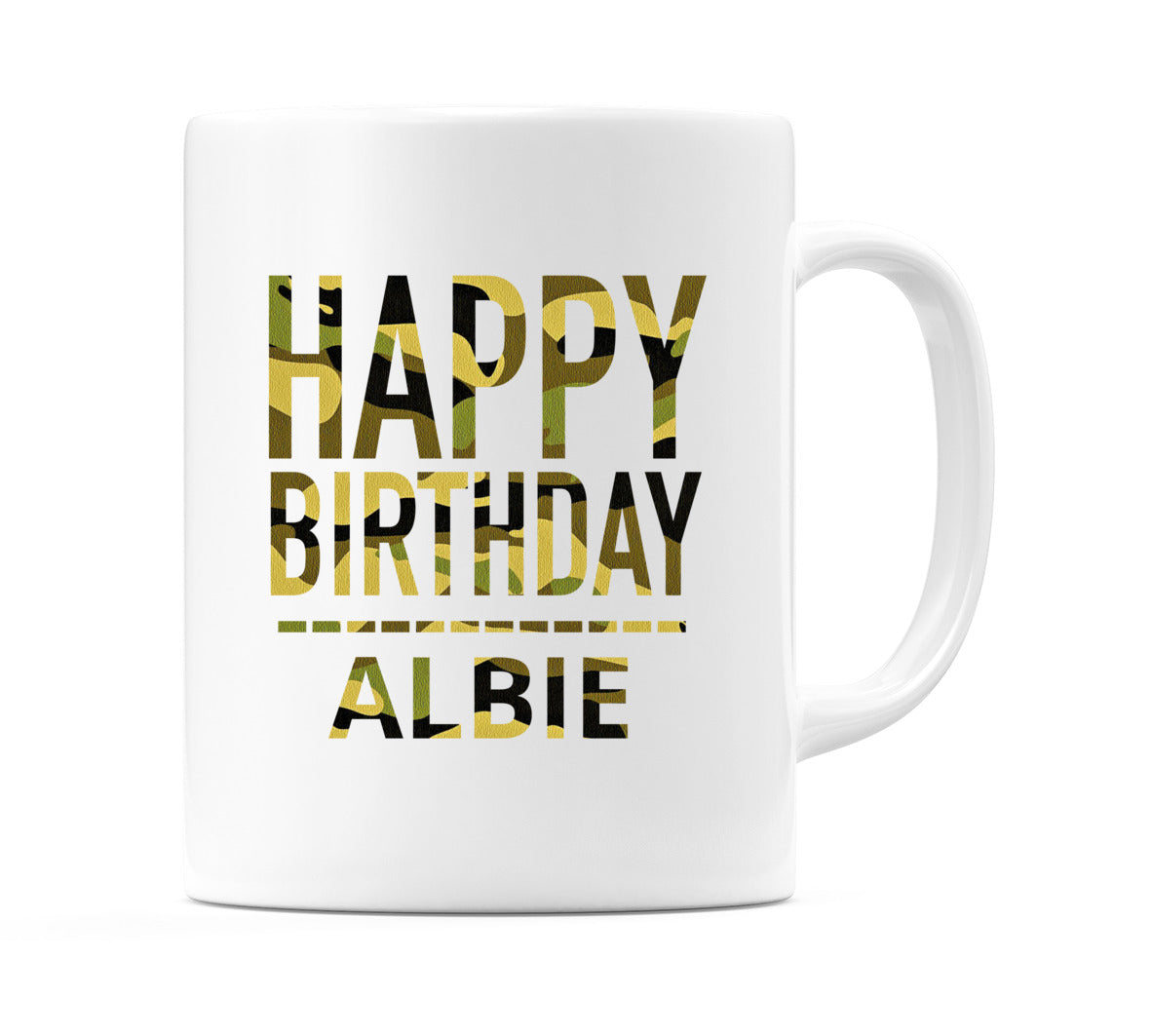 Happy Birthday Albie (Camo) Mug Cup by WeDoMugs